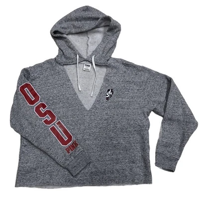 ROSA Gris OSU OHIO STATE Sudadera con Capucha Frontal Corte en V Talla Grande Cuadrada Mediana Foto 1 de 4