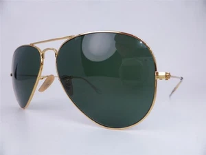 Ray Ban AVIATOR LARGE METAL Polished Arista Gold G-15 Green Lens 3025-W3400 S:58 - Picture 1 of 5