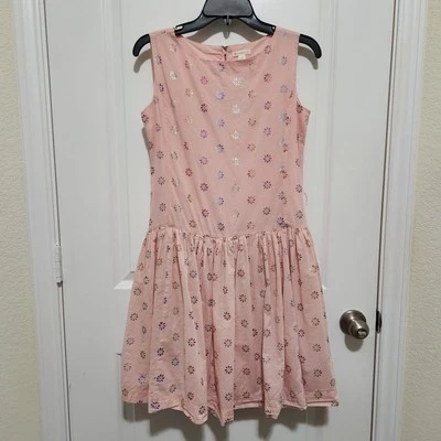 Crewcuts Size 16 Pink Sleeveless Iridescent Floral Drop Waist Dress Missing Belt - Image 1 of 4