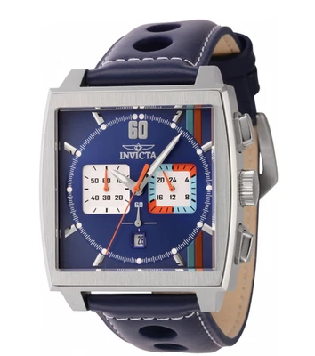 Invicta S1 Rally Cuadro Men's 45mm Dark Blue GMT Leather Chrono Watch 44299 - Image 1 of 4