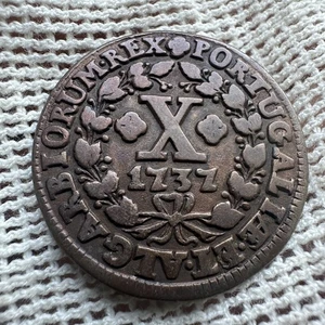 Portugal 1737  10 Reis Copper 13g 33.8mm - Foto 1 di 3