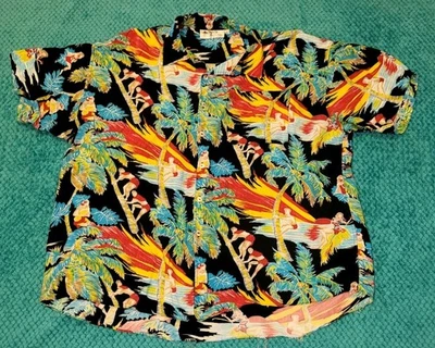Mens Hawaiian Shirt XL Bali Collection Colorful Palm Trees Hula Hawaii  - Image 1 of 4