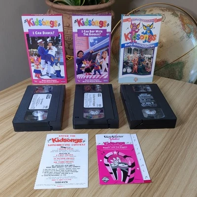 VTG 1980's Lot of 3 KIDSONGS VHS Tapes Children’s Music Sing-a-long Biggles  - Image 1 of 4