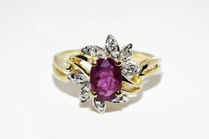 $2,500 14K Gold 1.15CT Natural No Heat African Ruby & Diamond Cocktail Ring - Picture 1 of 8