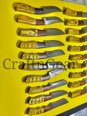 Lote de 20 cuchillos desolladores de acero Damasco hechos a mano | Mango de madera de 8" coleccionables Foto 1 de 4