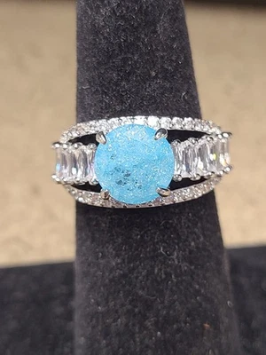 Bomb Party RBP6664 “Cant Hold Me Down” LC Azul Aqua Espinela Rodio Chapado Talla 6 Foto 1 de 2