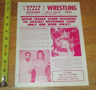Nov 16, 1984 WCCW World Class Wrestling Program Dallas Sportatorium Von Erich - Image 1 of 4