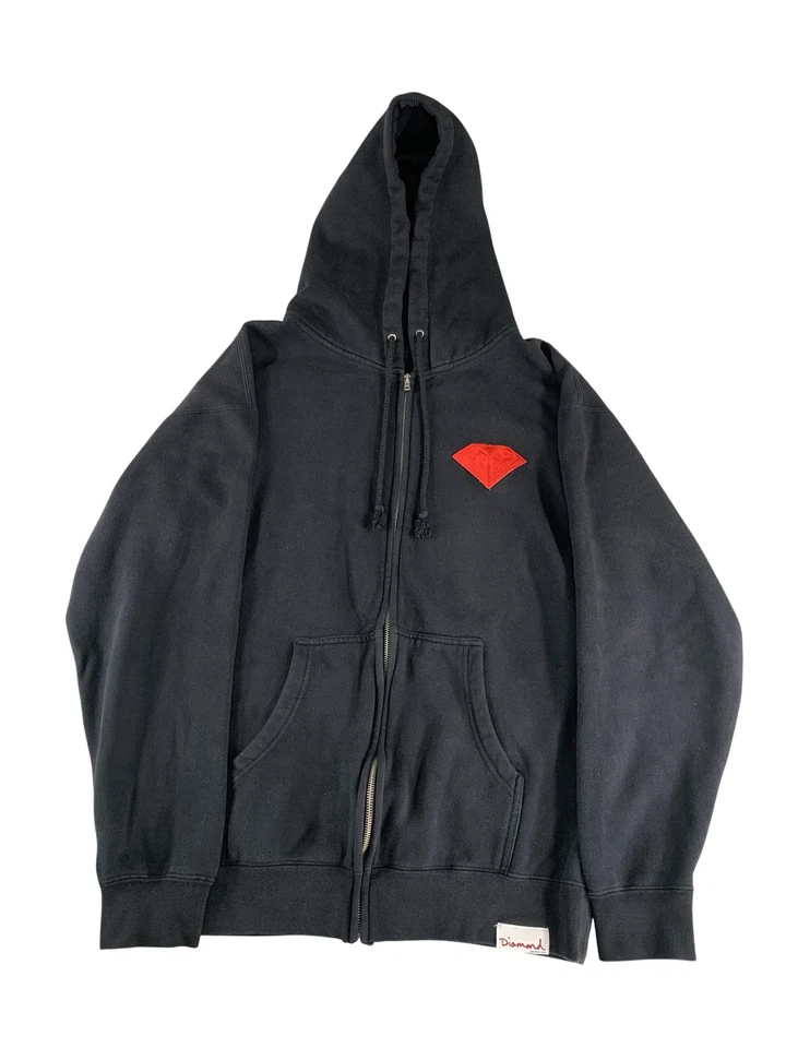 Pulôver masculino Diamond Supply Co com capuz grande zíper completo vermelho skate streetwear - Imagem 1 de 4