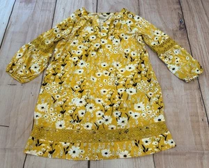 Abito donna taglia grande corona ed edera rayon floreale giallo bohemien contadino - Foto 1 di 6