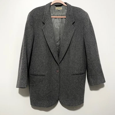 Blazer LL Bean Mujer Vintage Lana Cachemira Longline Talla 18R Gris Silencioso Lujo Foto 1 de 4