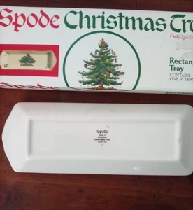 Spode Christmas Tree Rectangular Tray Candy Cracker Dish England 9” x 3” W/Box - Picture 1 of 2