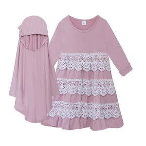 2-teiliges Set Kinder Mädchen Muslim Hijab Gebet Khimar langes Kleid Burka Araber - Bild 1 von 14