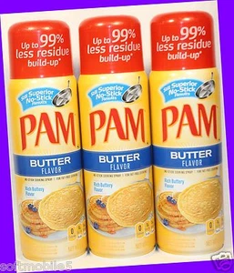 3 PAM Rich Buttery BUTTER Flavor Non-Stick Cooking Spray Fat-Free Cooking - Picture 1 of 1