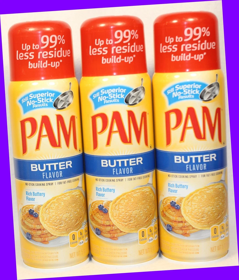 3 PAM Rich Buttery BUTTER Flavor Non-Stick Cooking Spray Fat-Free Cooking - Image 1 of 1