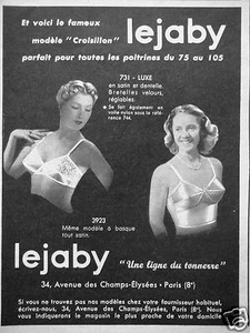 PUBLICITÉ DE PRESSE 1953 SOUTIEN-GORGE LEJABY MODÈLE CROISILLON TOUTES POITRINES - Imagen 1 de 1