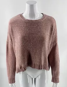 Mossimo Womens Cropped Sweater Size Large Pink Long Sleeve Soft Pullover - Picture 1 of 5