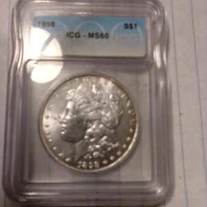 1898 morgan dollar MS60 100% Details-Pristine - Picture 1 of 2