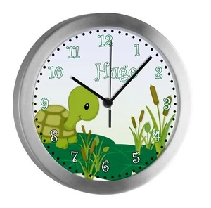 Kinderuhr mit Namen Kinder Funkuhr leise Wanduhr Kinderzimmer Uhr Schildkröte - Bild 1 von 6