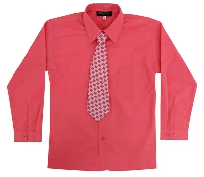 Camisa de vestir de manga larga con conjunto de corbata a juego para niños talla 2T-14  Foto 1 de 4