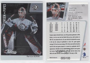 2002-03 ITG Be A Player Between the Pipes Silver /100 Martin Biron #15