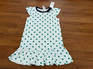 New Gymboree Girls White Green Dot Dress Size 5 - Picture 1 of 4