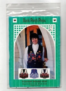 VTG 1994 WEARABLE FOLK ART QUILTED VEST Easy PATTERN Back Porch Press SZ XS - XL - Picture 1 of 3