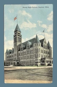 Postcard Dayton Ohio • Steele High School Razed 1955 • Divided Linen Posted 1914 - Picture 1 of 2