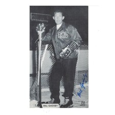 BILL GADSBY Signed Detroit Red Wings 3.25 x 6.5 Card (blue right)