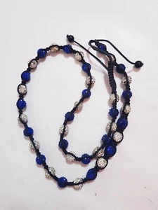 Shamballa necklace Genuine Designer Blue and Black  - Picture 1 of 14