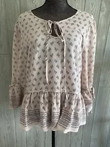 Max Edition Women Size L Pink Printed Hippie Boho Blouse - Picture 1 of 6