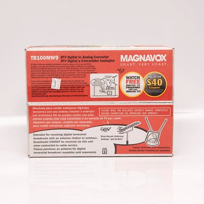 New Magnavox SDTV DTV Digital To Analog Converter Box TV Tuner TB100MW9 - Image 1 of 4