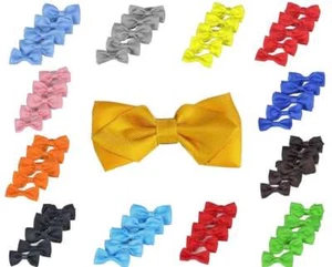 PAPILLON UOMO SETA CRAVATTA A FARFALLA TINTA UNITA VARIE PUNTA TIPS SILK BOW-TIE - Picture 1 of 23