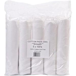 PACK OF 500 COSMETIC SMOOTH COTTON WOOL LINT FREE PADS FOR FACE AND NAILS - Picture 1 of 2