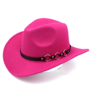 Unisex Retro Western Cowboy Riding Hat Cowgirl Cap Wide Brim O Ring Leather Band - Picture 1 of 20