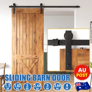 Smooth Sliding Barn Door Hardware Track Roller Kit Antique Classic Style Bedroom - Picture 1 of 16
