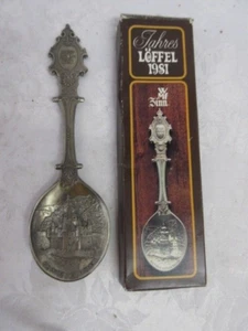 Cucchiaio da collezione anno 1981 Loffel 7,25" ANNO DOMINI KAUB RHEIN, con scatola, come nuovo - Foto 1 di 4