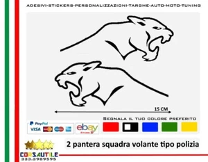 2 ADESIVI PANTERA STILIZZATA AUTO TIPO POLIZIA VINILE DI PVC RITAGLIATO TUNING - Foto 1 di 1