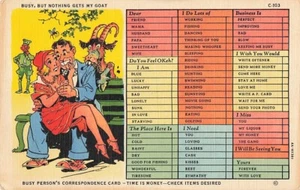 Postcard Busy Persons Correspondence Card Nothing Gets My Goat - Picture 1 of 2