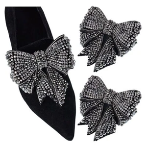 Rhinestone Bow Shoe Clips Removable Crystal Shoe Clips Elegant Shoe Clips Par... - Picture 1 of 6