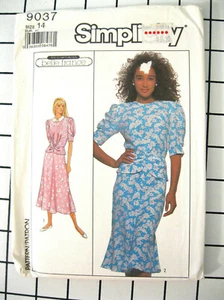 Simplicity 9037 BELLE FRANCE DRESS size14 36b fabric sew pattern 1989 uncut FF - Bild 1 von 3