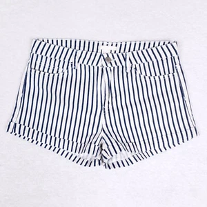 H&M Shorts High Rise Striped Cuffed Size 6 White Blue Coastal Preppy Summer - Picture 1 of 7