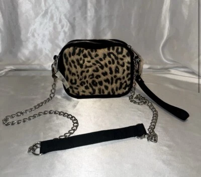 Victorias Secret PINK Crossbody Bag Chain Strap Purse Leopard Black NWT - Image 1 of 3