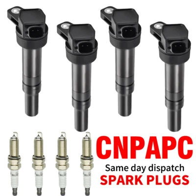4X Bobina de encendido + 4X Bujías para Kia Forte Soul Hyundai Elantra 2.0L UF651 Foto 1 de 4