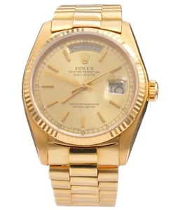 Mens Rolex 18K Gold Day-Date President Watch Gold Champagne Dial 18038 - Picture 1 of 7