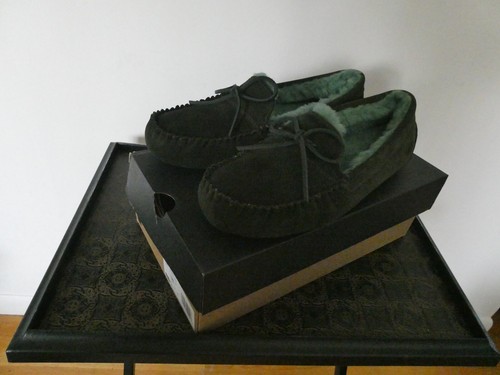 Mocassino UGG Australia Corvin verde pelle scamosciata nuove con scatola da uomo taglia 11