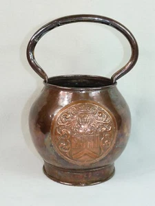 alter Kupfer Topf Gefäß Adelswappen Ø19cm Sachsen Bayern Biedermeier 1850 antik - Bild 1 von 9