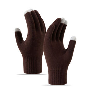Wool Gloves Touch Screen Knit Full Finger Mittens Winter Outdoor Cycling Warm