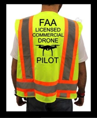  CHALECO AMARILLO SEGURIDAD PILOTO DRONE ALTA VISIBILIDAD DISEÑO NEGRO DRONE M-XL Foto 1 de 4