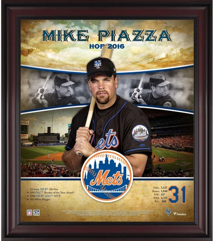 Mike Piazza New York Mets Framed 15" x 17" Hall of Fame Career Profile Cover
