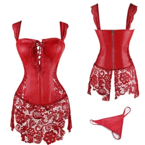 Women Classic Black Corset Bustier Gothic Burlesque Waist Trainer Overbust Tops - Picture 1 of 41